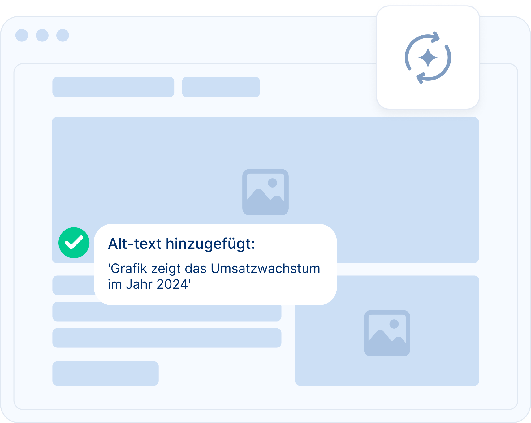 Bestätigung einer Alt-Text-Ergänzung innerhalb einer grafischen Benutzeroberfläche.